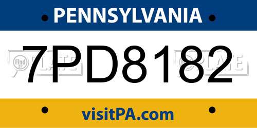 7PD8182 Pennsylvania License Plate
