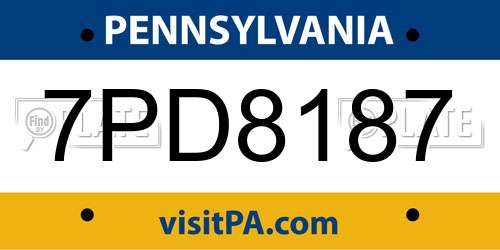 7PD8187 Pennsylvania License Plate
