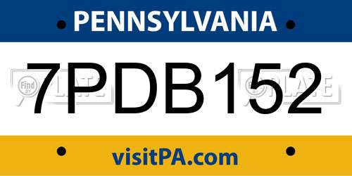 7PDB152 Pennsylvania License Plate