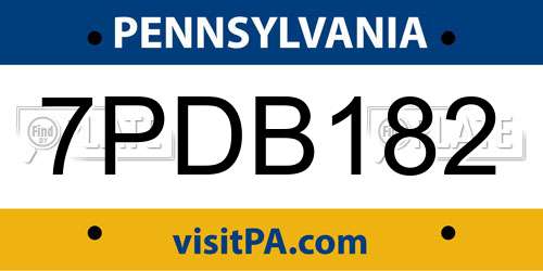 7PDB182 Pennsylvania License Plate