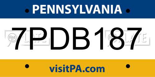 7PDB187 Pennsylvania License Plate