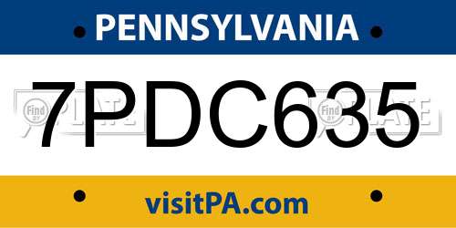 7PDC635 Pennsylvania License Plate