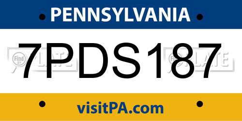 7PDS187 Pennsylvania License Plate
