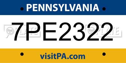 7PE2322 Pennsylvania License Plate