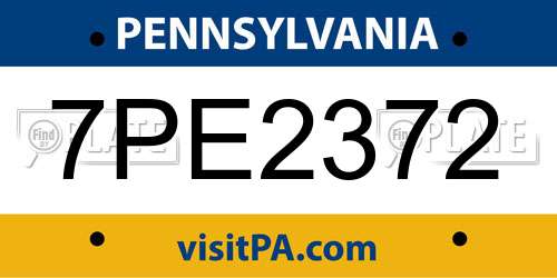 7PE2372 Pennsylvania License Plate