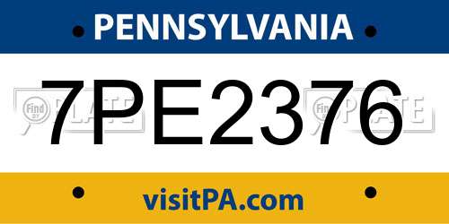 7PE2376 Pennsylvania License Plate