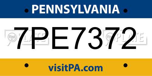 7PE7372 Pennsylvania License Plate