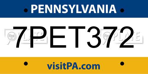 7PET372 Pennsylvania License Plate