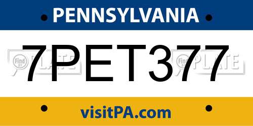 7PET377 Pennsylvania License Plate