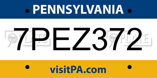 7PEZ372 Pennsylvania License Plate
