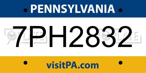 7PH2832 Pennsylvania License Plate