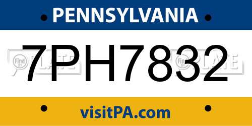 7PH7832 Pennsylvania License Plate