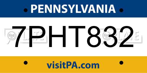 7PHT832 Pennsylvania License Plate