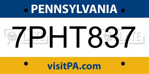7PHT837 Pennsylvania License Plate