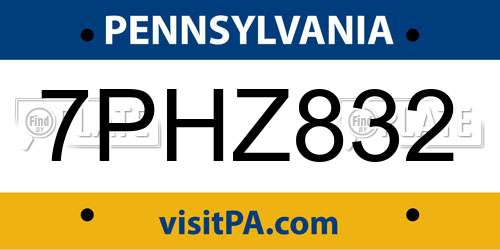 7PHZ832 Pennsylvania License Plate