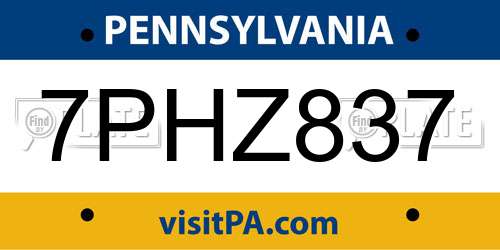 7PHZ837 Pennsylvania License Plate