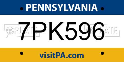 7PK596 Pennsylvania License Plate