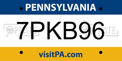 7PKB96 Pennsylvania License Plate