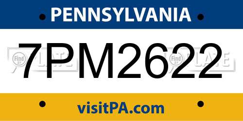 7PM2622 Pennsylvania License Plate