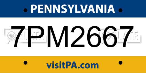 7PM2667 Pennsylvania License Plate