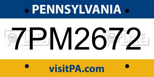 7PM2672 Pennsylvania License Plate