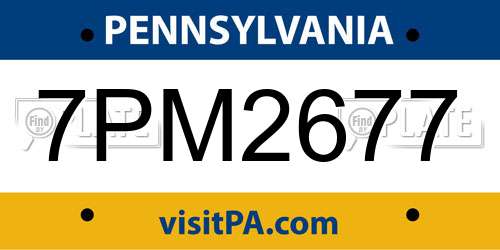 7PM2677 Pennsylvania License Plate