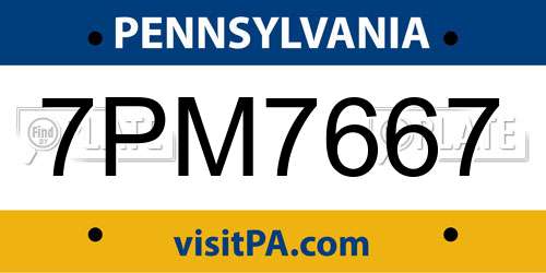 7PM7667 Pennsylvania License Plate