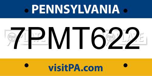 7PMT622 Pennsylvania License Plate