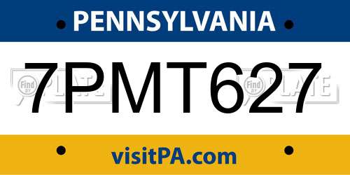 7PMT627 Pennsylvania License Plate