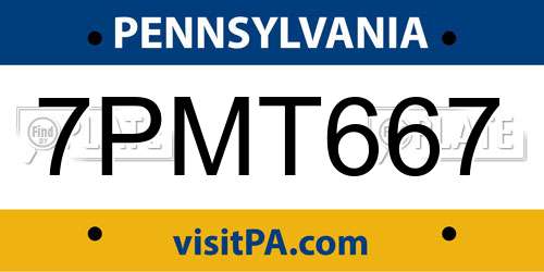 7PMT667 Pennsylvania License Plate