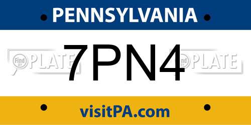 7PN4 Pennsylvania License Plate