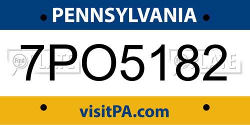 7PO5182 Pennsylvania License Plate
