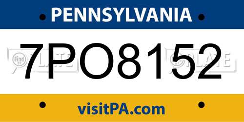 7PO8152 Pennsylvania License Plate