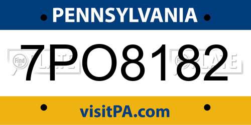 7PO8182 Pennsylvania License Plate