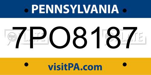 7PO8187 Pennsylvania License Plate