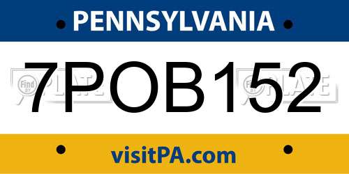 7POB152 Pennsylvania License Plate