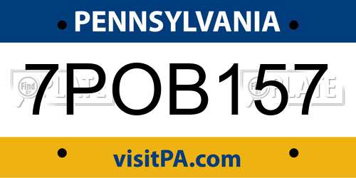 7POB157 Pennsylvania License Plate