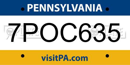 7POC635 Pennsylvania License Plate