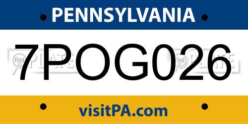 7POG026 Pennsylvania License Plate