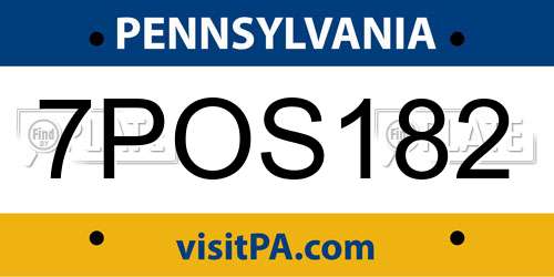 7POS182 Pennsylvania License Plate
