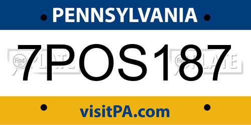 7POS187 Pennsylvania License Plate