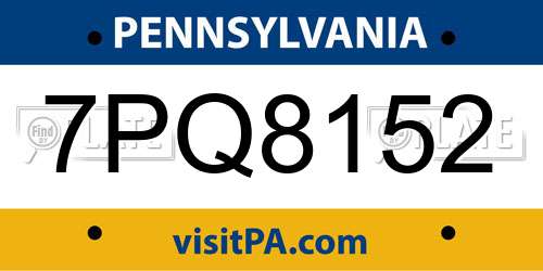 7PQ8152 Pennsylvania License Plate