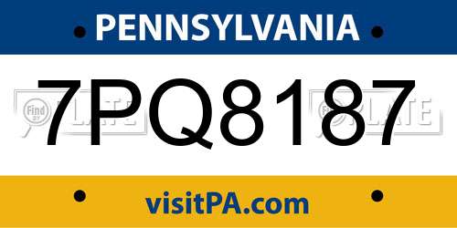 7PQ8187 Pennsylvania License Plate