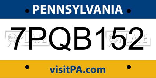 7PQB152 Pennsylvania License Plate