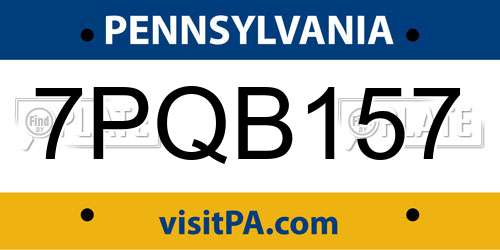 7PQB157 Pennsylvania License Plate
