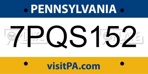 7PQS152 Pennsylvania License Plate