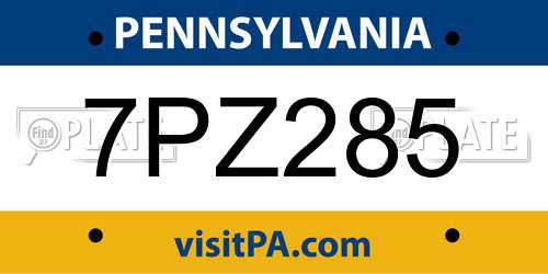 7PZ285 Pennsylvania License Plate