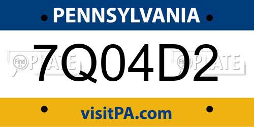 7Q04D2 Pennsylvania License Plate