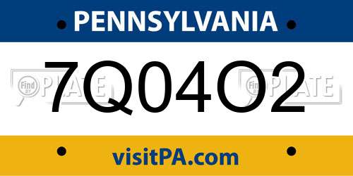 7Q04O2 Pennsylvania License Plate