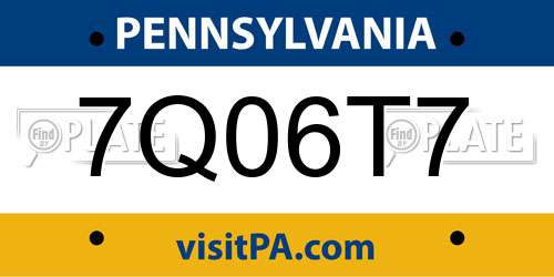 7Q06T7 Pennsylvania License Plate